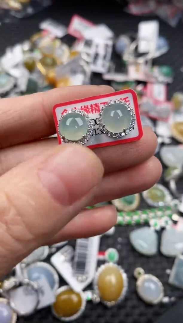 银S925镶嵌戒指翡翠12             9