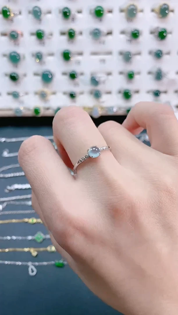 【闪购商品】翡翠戒指银S925镶嵌天然翡翠