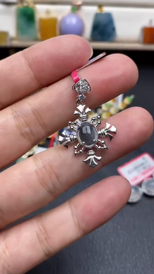 银S925镶嵌戒指翡翠1