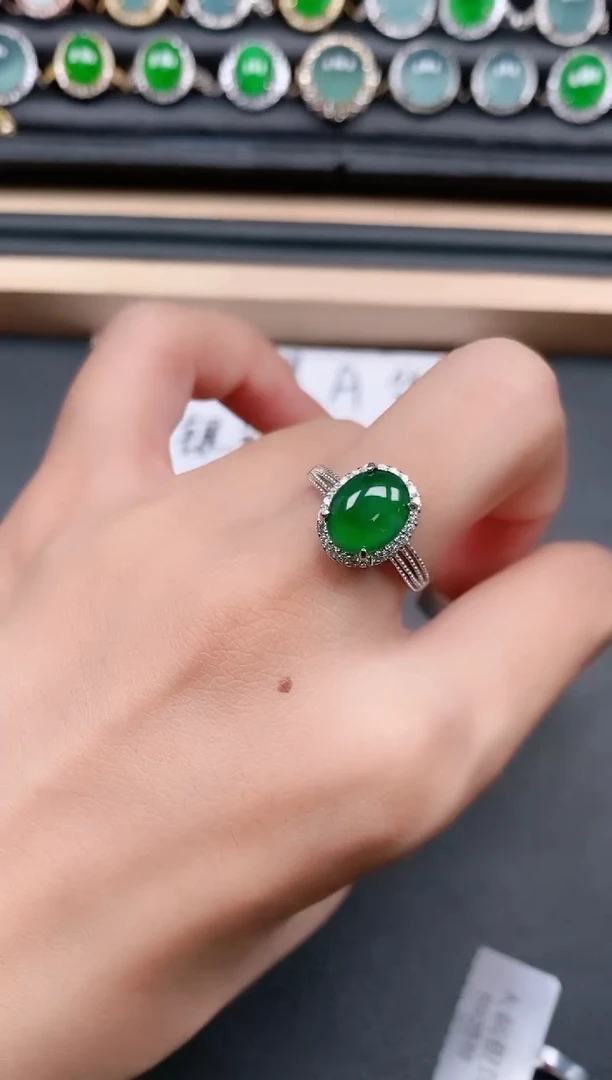 翡翠戒指银S925镶嵌11111