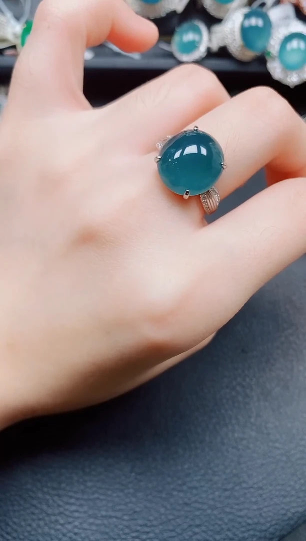 银S925镶嵌戒指翡翠翡翠