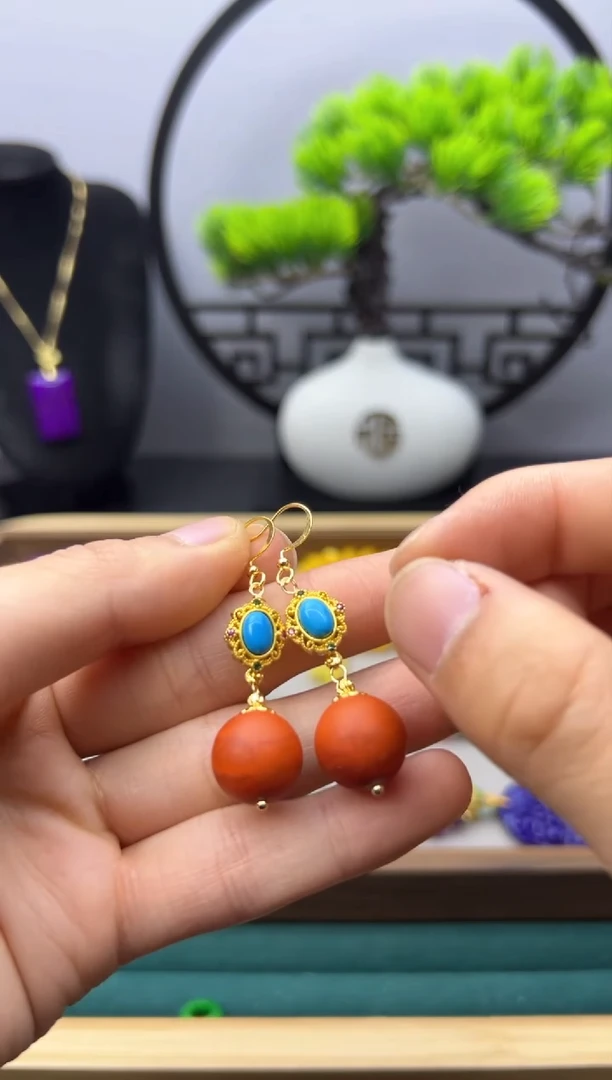 【闪购商品】蜜蜡耳饰14K金镶嵌E231