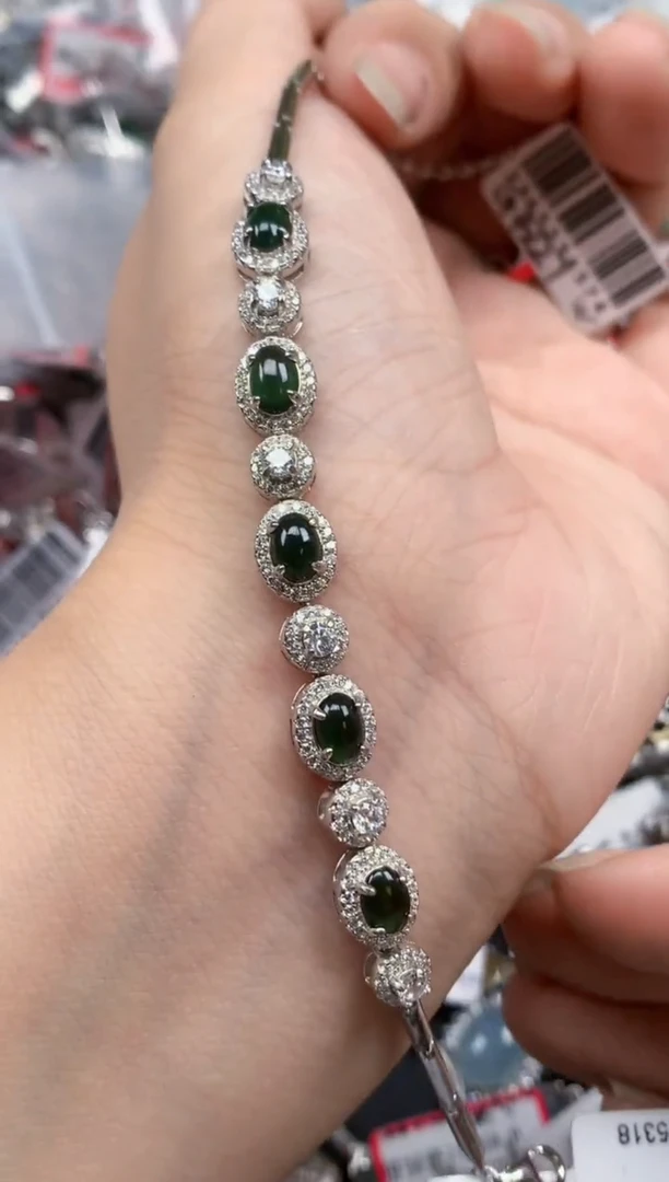 银S925镶嵌戒指翡翠天然A货缅甸翡翠