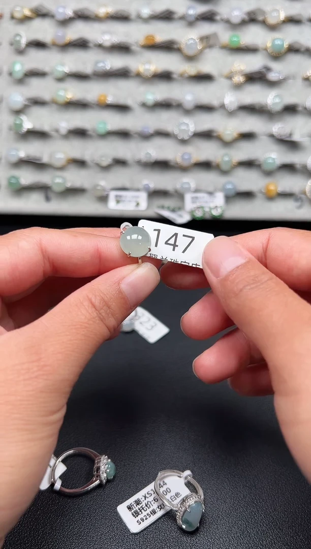 银S925镶嵌戒指翡翠戒指