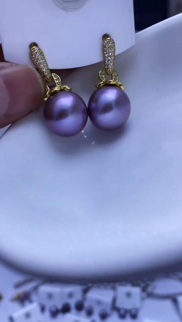 银S925镶嵌耳饰淡水珍珠71