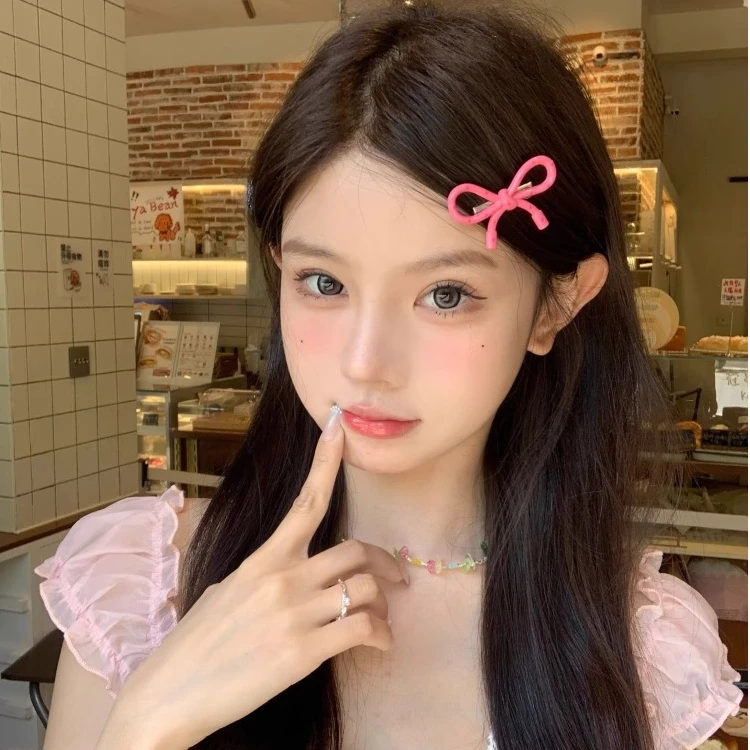 奶油波点 韩系甜妹粉色蝴蝶结发夹少女刘海夹边夹发饰可爱发卡