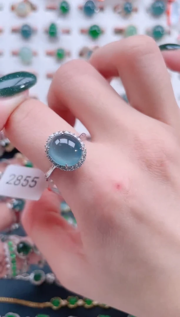 银S925镶嵌戒指翡翠天然翡翠