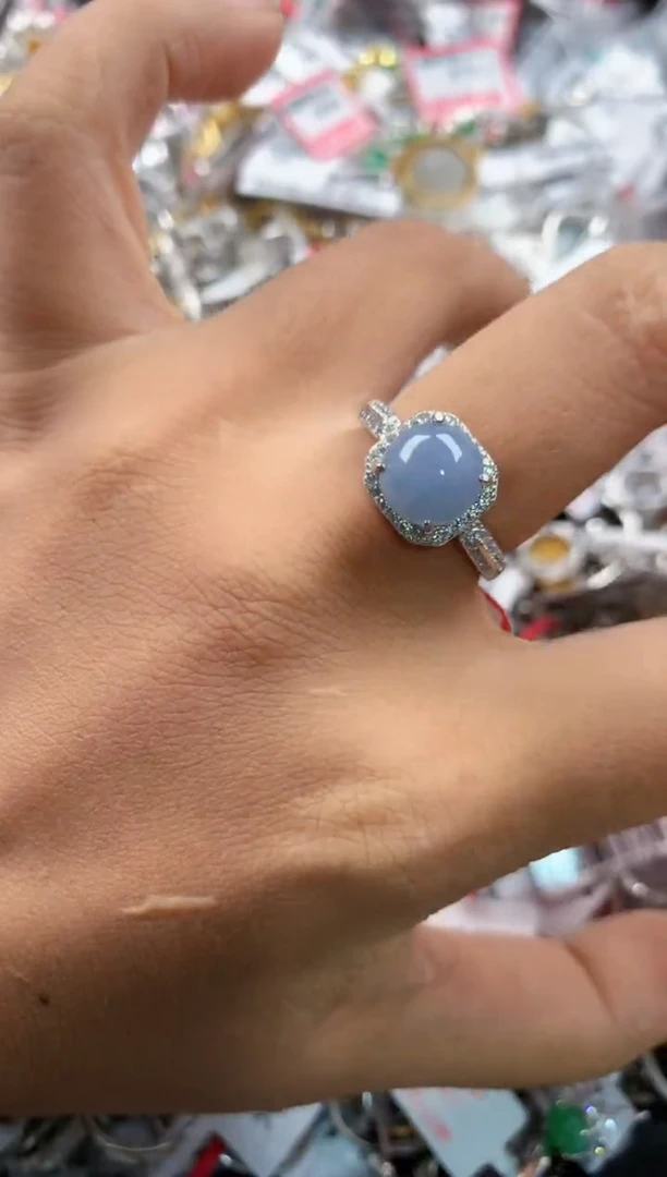 银S925镶嵌戒指翡翠12    9