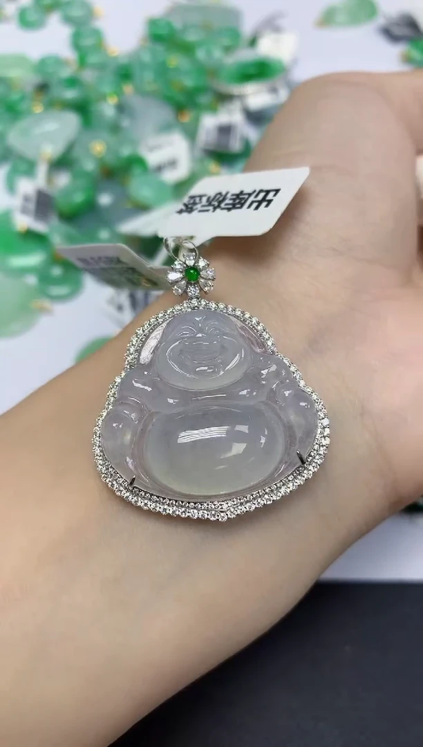 翡翠18K金镶嵌颈饰天然缅甸翡翠A货百元以上9元证书费自理