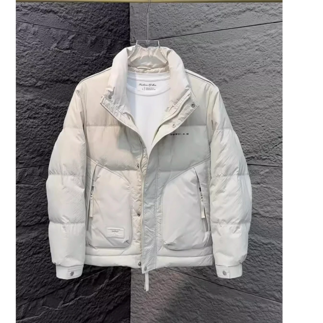 秋冬季新款男士立领羽绒服上衣时尚百搭休闲保暖防寒男装纯色外套