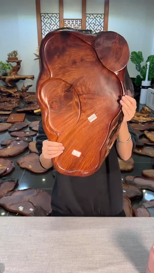 【闪购商品】大果紫檀（缅甸花梨）茶盘8330