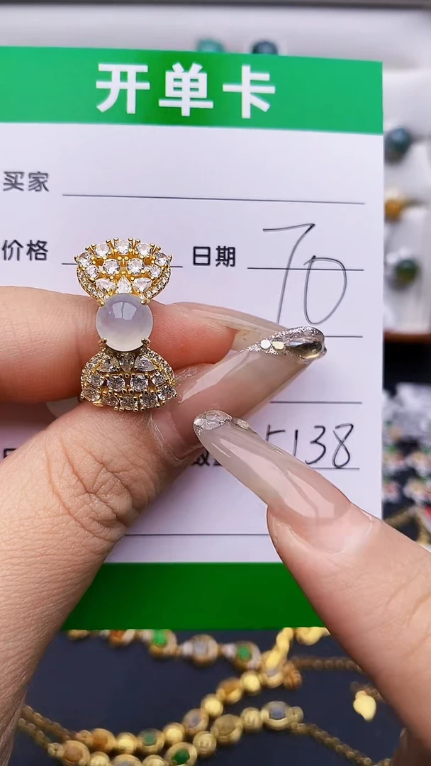 翡翠戒指银S925镶嵌5138