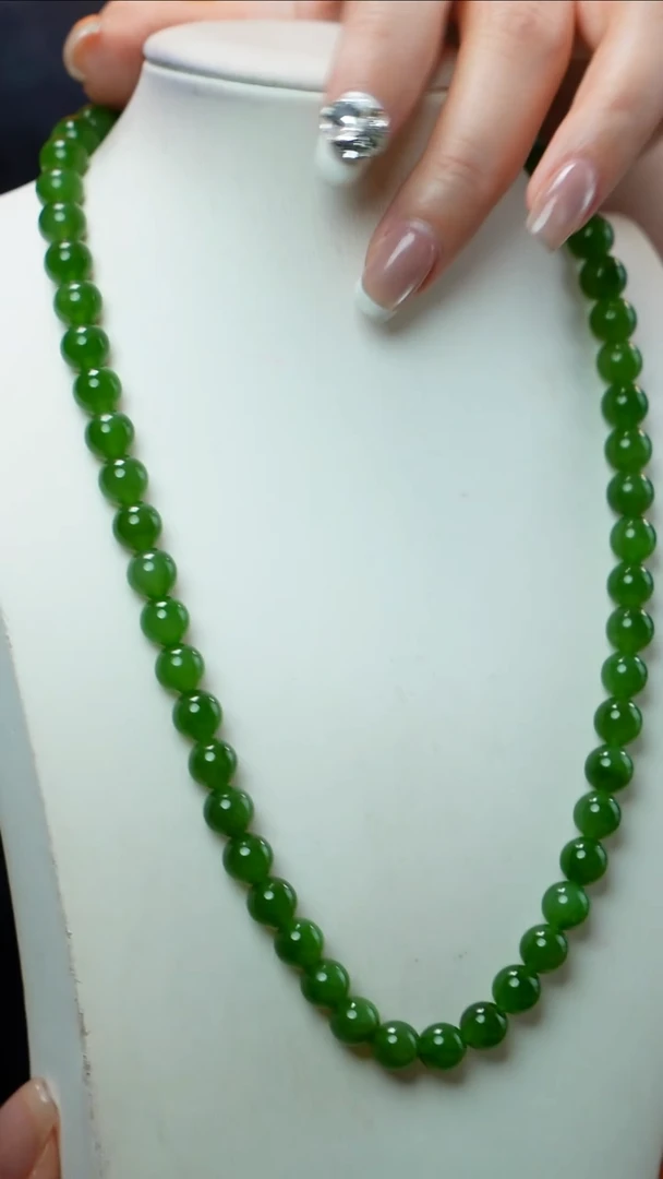 和田玉（碧玉）未镶嵌项链碧玉项链7-8mm 多样性发其一