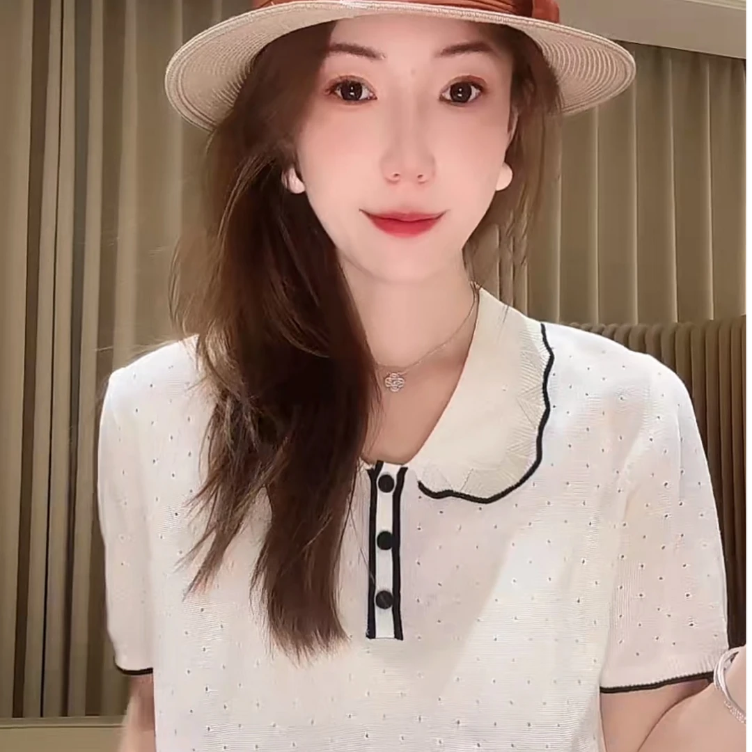 •STUDIO/极简气质减龄翻领短袖针织衫上衣2505ZZS/277-78223