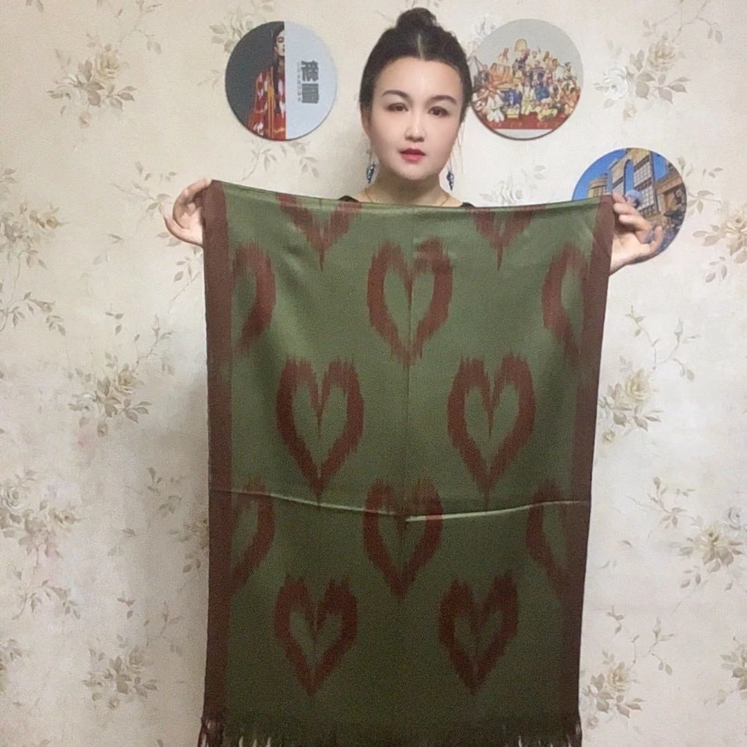 秋冬最新新款新疆和田艾德莱斯围巾60x180cm手工染