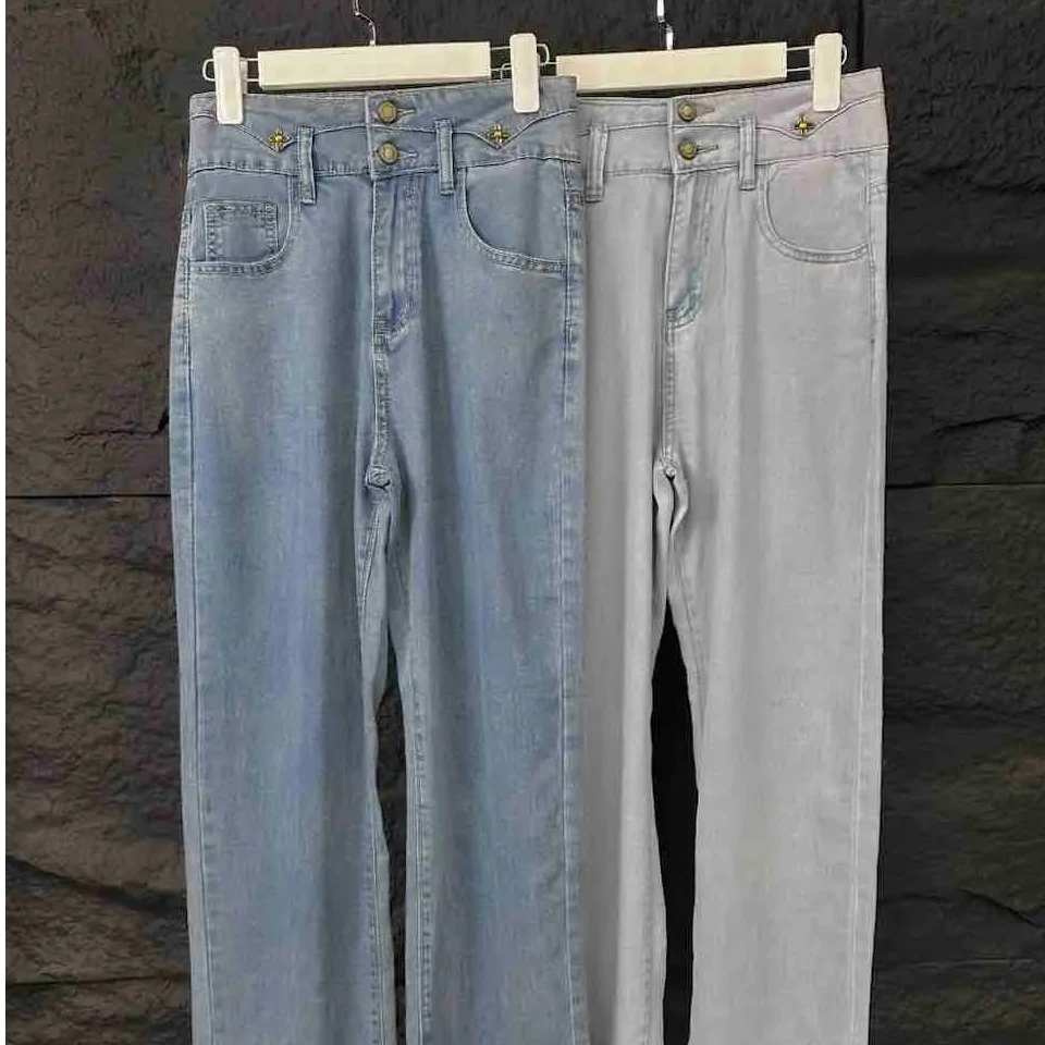 小禾家原版2025夏季新款直通休闲长裤牛仔裤250013