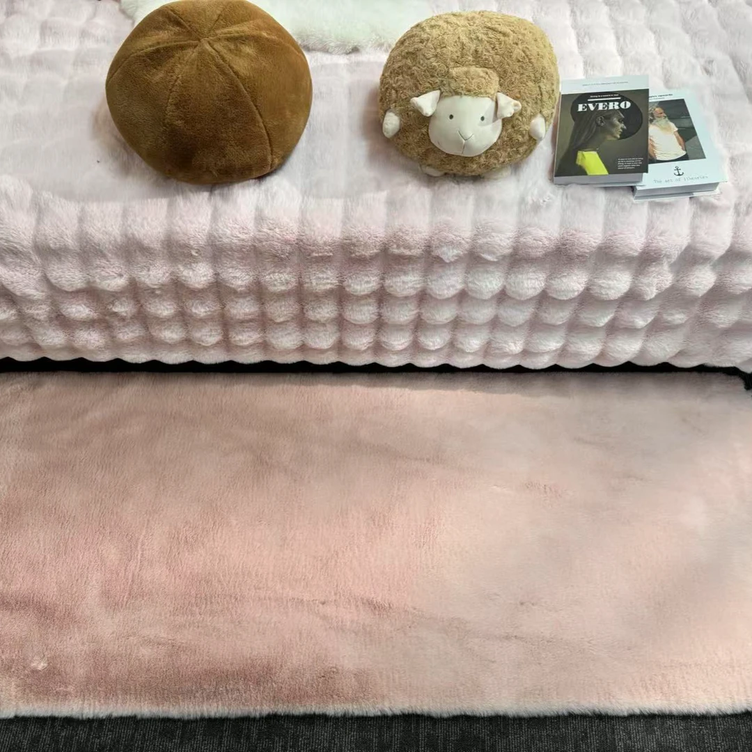 轻奢仿兔毛地毯卧室床边毯客厅地垫床前房间垫飘窗垫