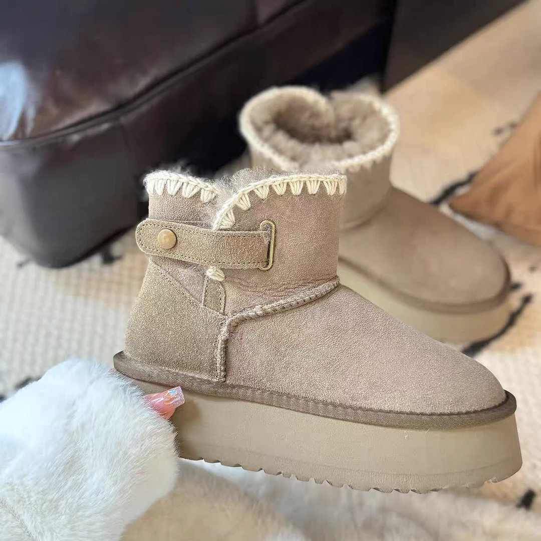 【运费捡】雪地靴磨砂皮松糕小个子雪地棉靴加绒保暖百搭