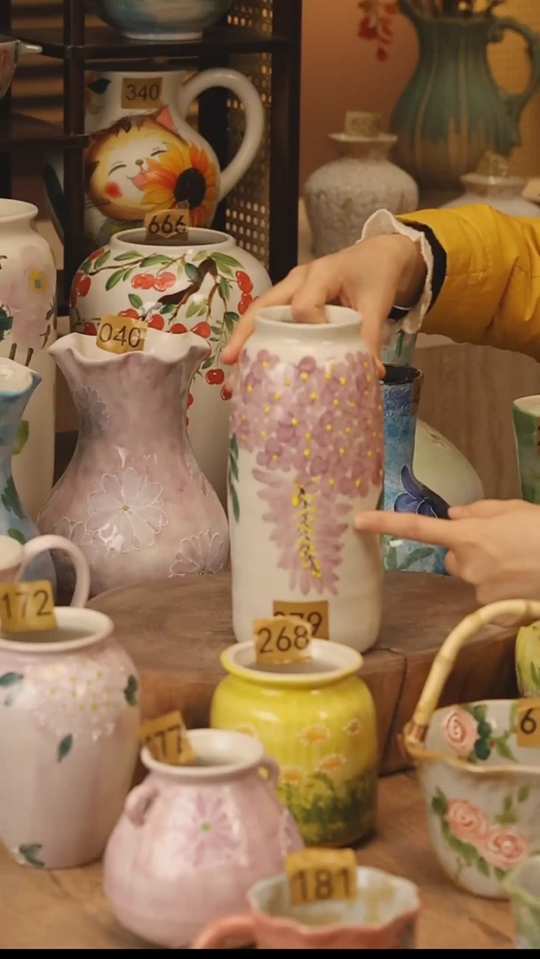 陶瓷景德镇设计师手作花器摆件侘寂风@M079@