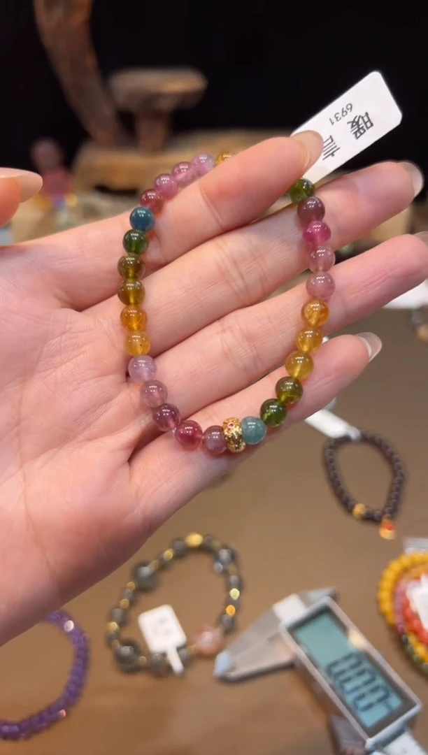 手链18K金镶嵌碧玺手饰@@6931