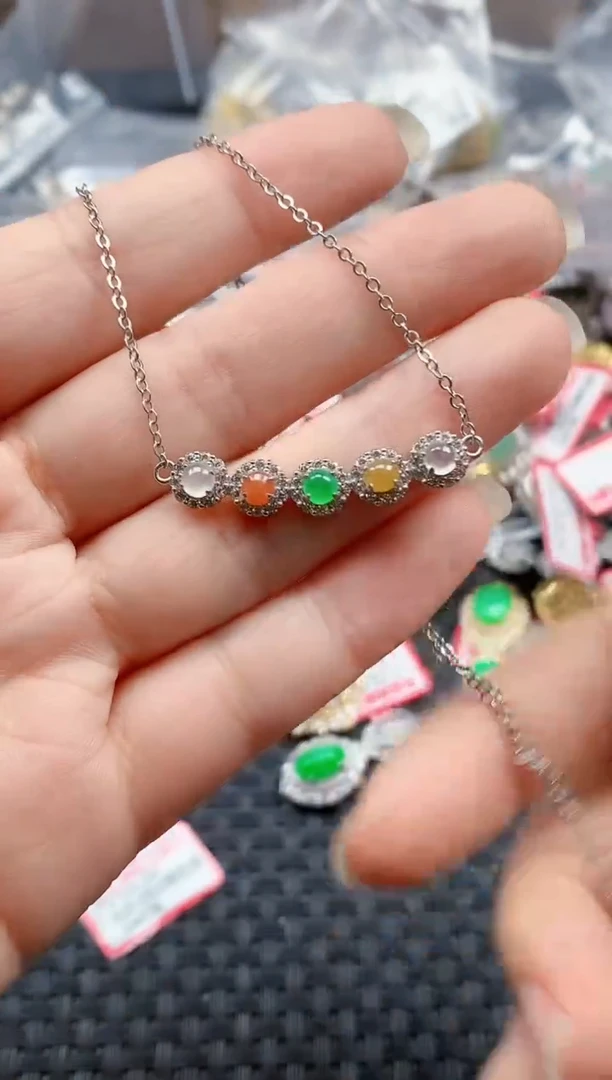 银S925镶嵌戒指翡翠天然A货缅甸翡翠