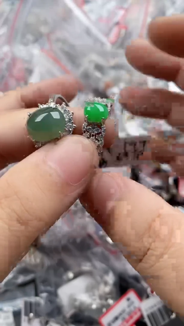 银S925镶嵌戒指翡翠77777   1