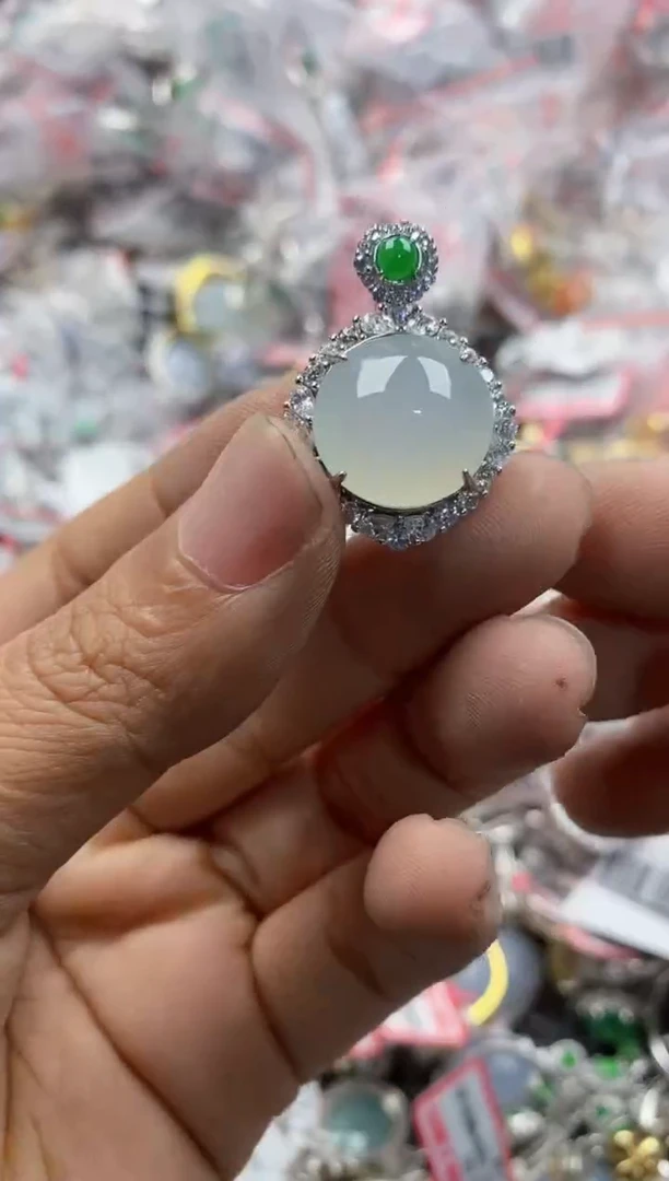 银S925镶嵌戒指翡翠14              9