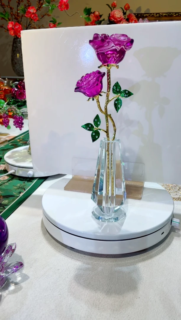 琉璃手工艺品紫色水晶玫瑰