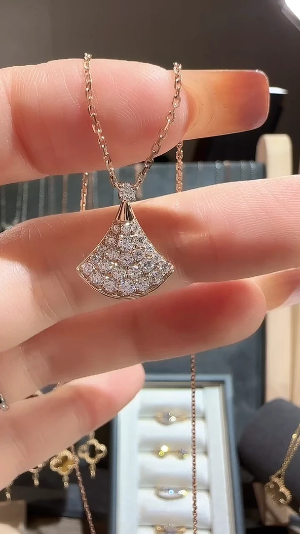 18K金镶嵌套链实验室培育钻石小号满钻裙子套链