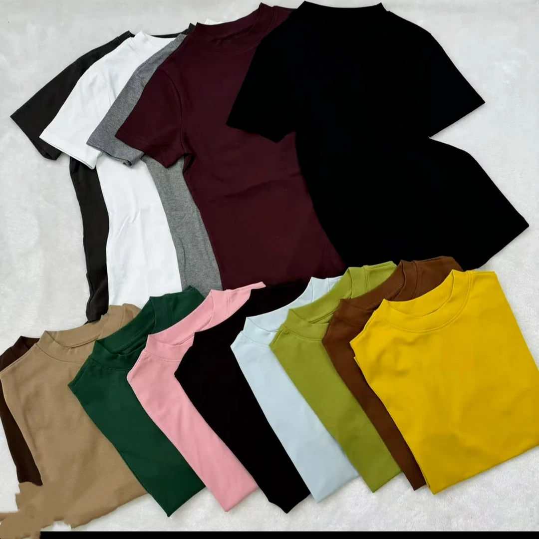 依骊汇圆领设计感短袖T恤休闲百搭打底衫7865