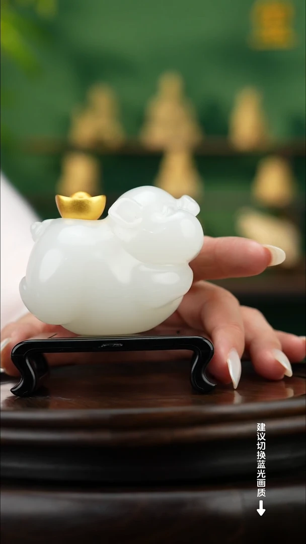 玉【吉祥福猪】天然玉石手把件