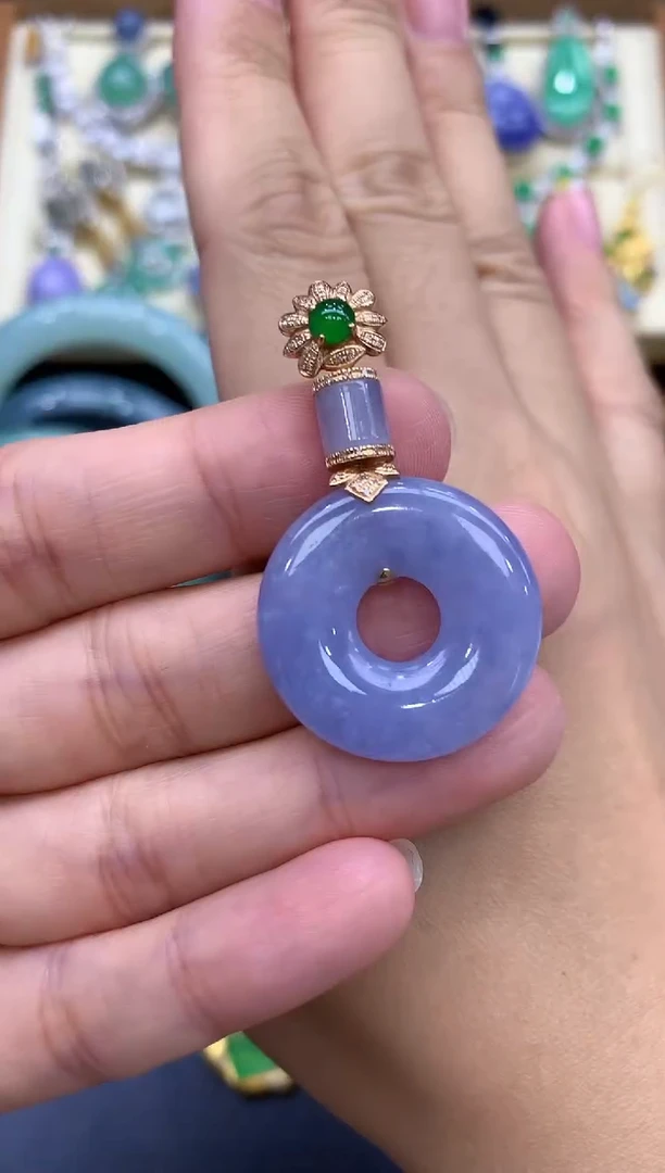 翡翠18K金镶嵌颈饰158-中国好珍宝