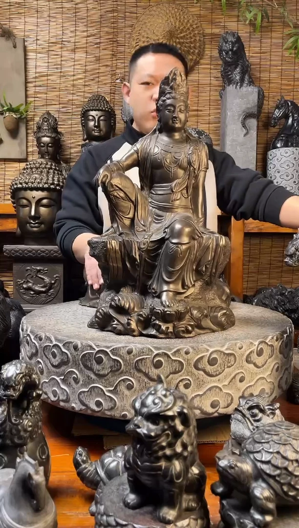 石材50自在观音天然青石雕刻