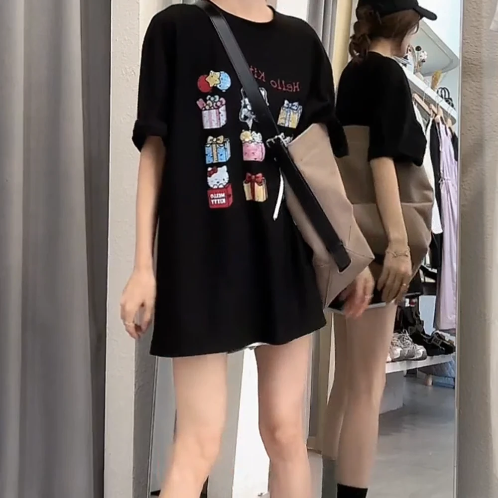 【猫咪t】韩系印花蝴蝶结短袖t恤