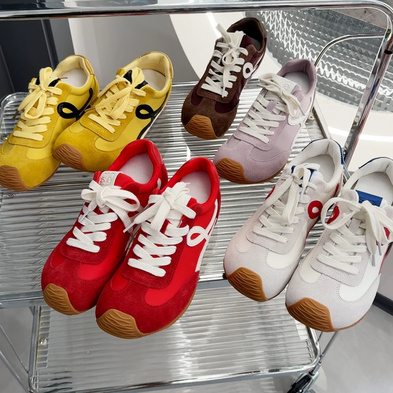 大码真皮德训鞋女运动鞋轻便薄底圆头系带休闲鞋软底复古休闲板鞋