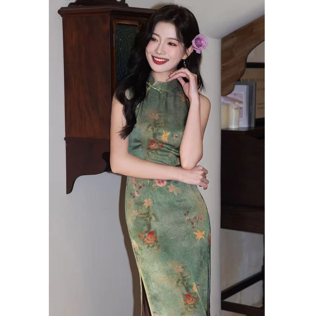 苏故里【绿野仙踪】文艺复古无袖日常旗袍优雅立领显瘦修身衣长120