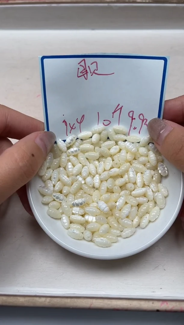 未镶嵌拼合珍珠（马贝珠）散珠B745珍珠贝5*10mm10颗9.9元