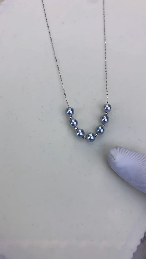 18K金镶嵌DA海水珍珠 GD095 6-7 真多麻微笑链