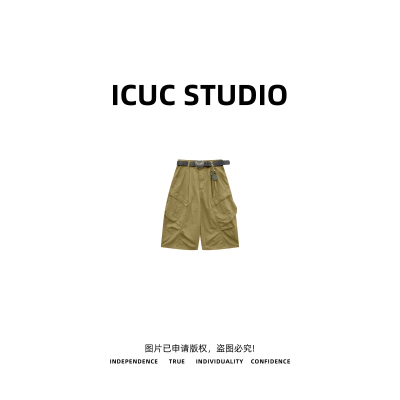 ICUC STUDIO-【MV工装牛仔短裤】夏季多口袋宽松阔腿裤6603-5