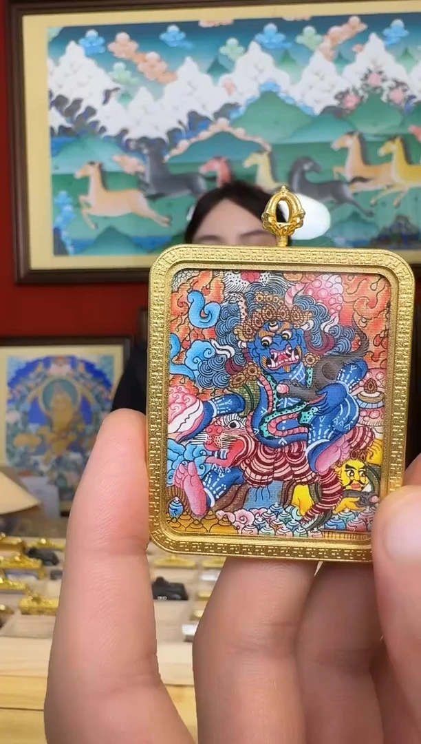 吊坠黑财神-热贡纯手绘周毛