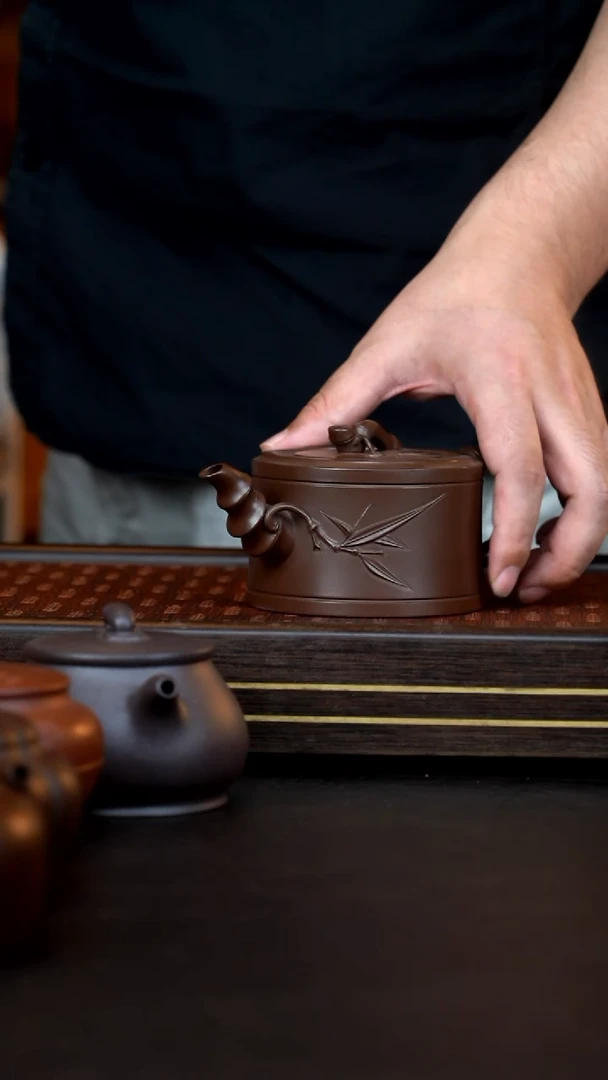 茶壶紫砂紫泥小竹段可心