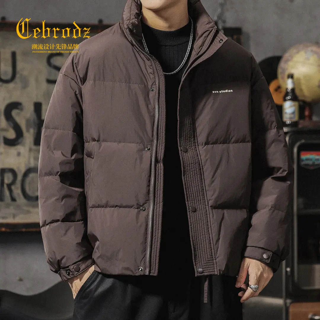 法国Cebrodz美式复古立领羽绒服宽松百搭面包服厚外套男款潮流