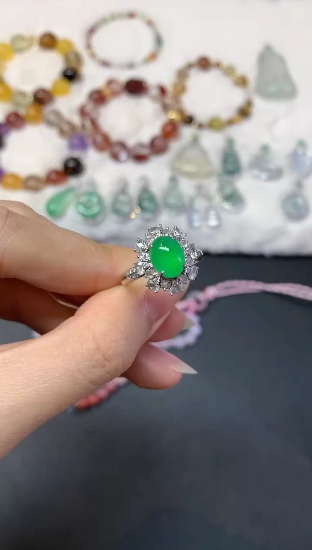 18K金镶嵌戒指翡翠D350|18000