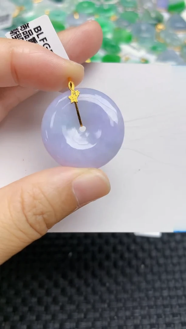 翡翠18K金镶嵌颈饰天然A货翡翠