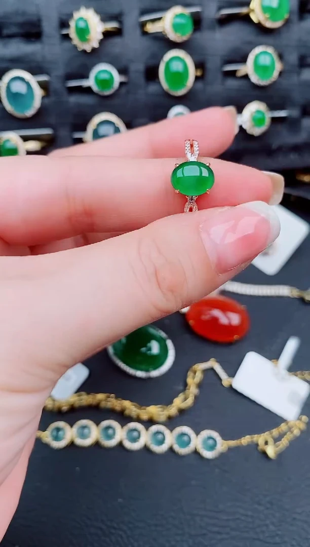 翡翠戒指银S925镶嵌天然a货翡翠295