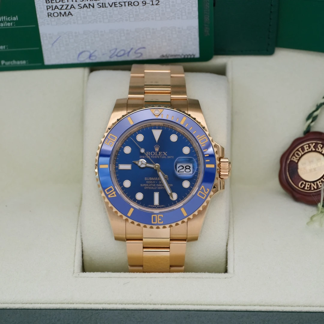 95新 Rolex/劳力士 潜航者型116618黄金蓝水鬼40MM2015年11.5节
