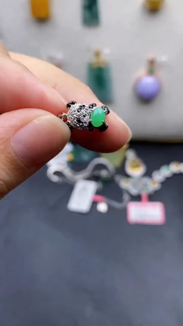 银S925镶嵌戒指翡翠1