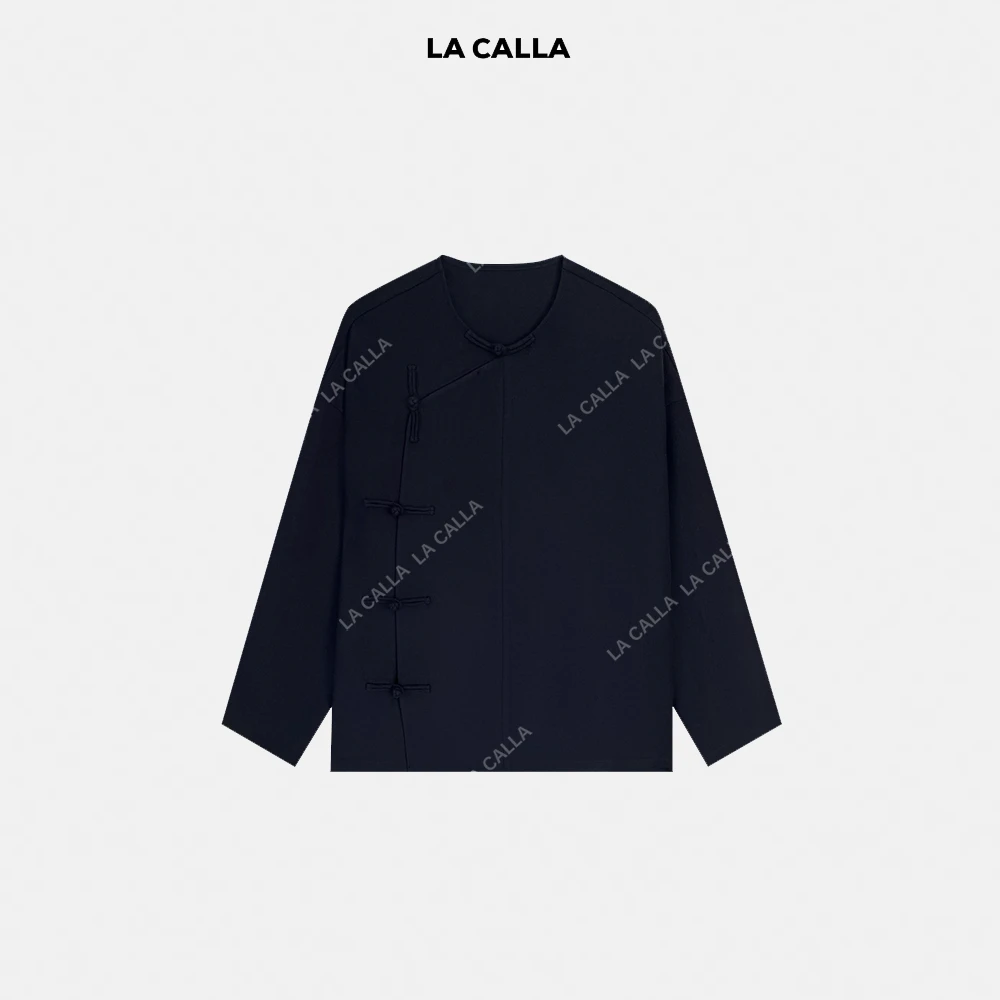 LA CALLA天丝亚麻极简反对称手工盘扣 改良新中式YY-AV5948