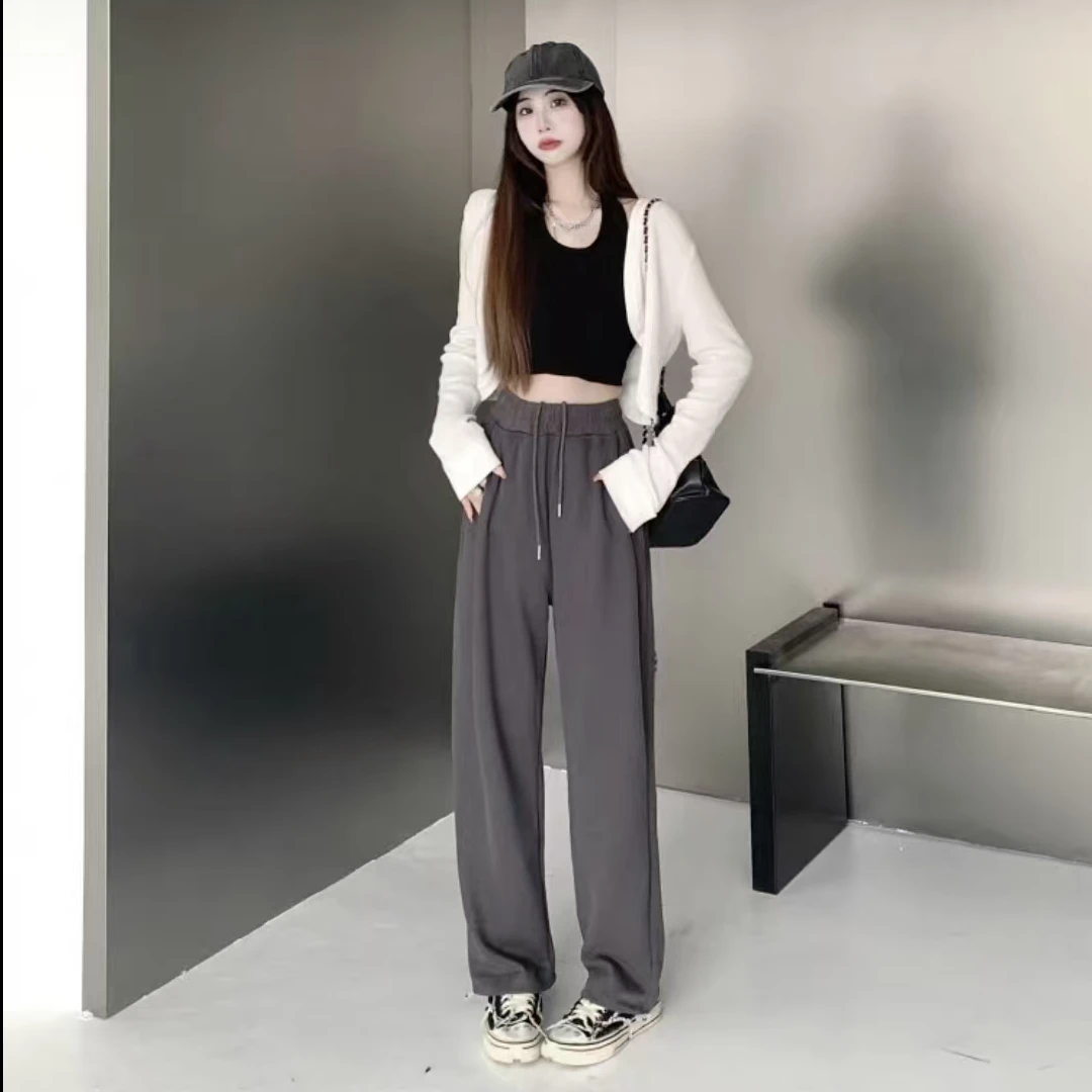 7799-春装束脚抽绳（深灰色）棉直筒卫裤