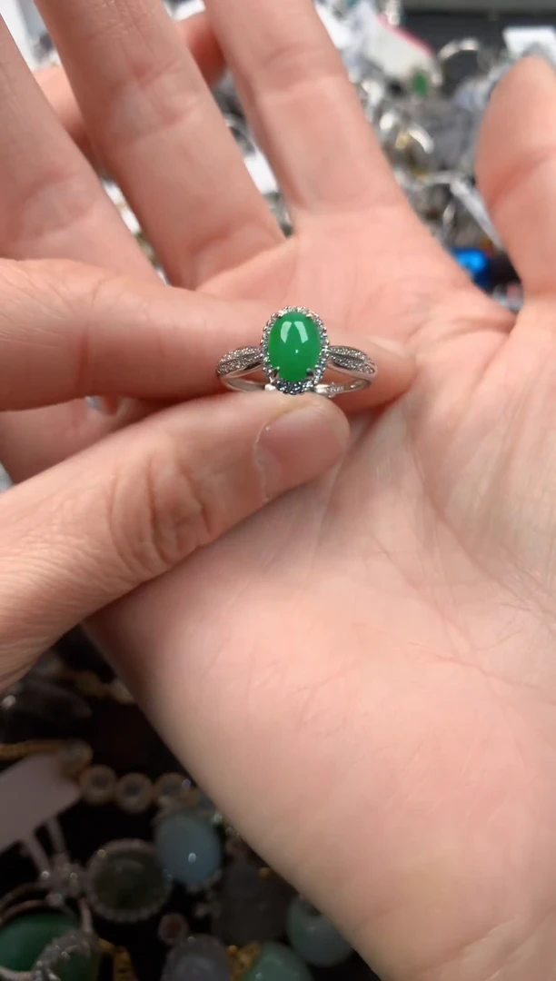 银S925镶嵌戒指翡翠111   10